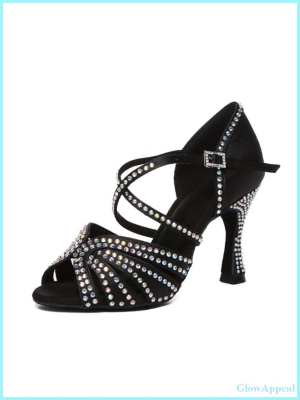 Womens Rhinestone Ballroom Dance Heels Peep Toe Satin Evening Sandals